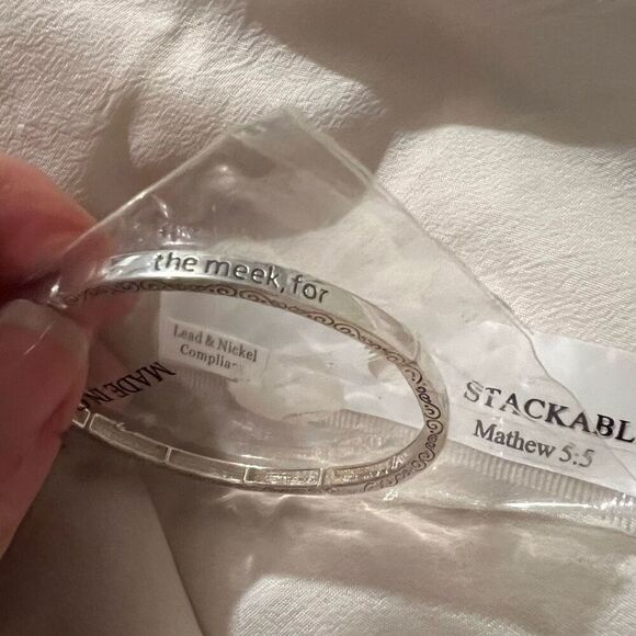 Bundle Sale 3 for $15 | Stackable Religious Stretch Bracelet Matthew 5:5 - Picture 7 of 11